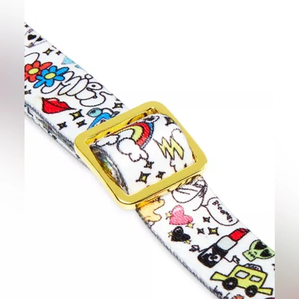 Bloomies White Fabric Printed Dog‎ Collar Large New